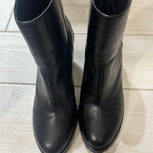 rag & bone Black Leather Mid-Calf Heeled Boots